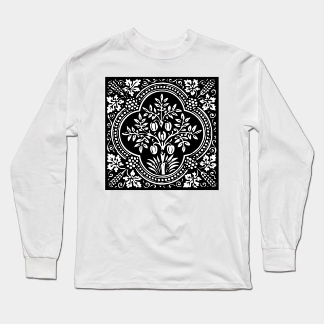 Fig Tree (Square) - White Bkg Long Sleeve T-Shirt by DeoGratias